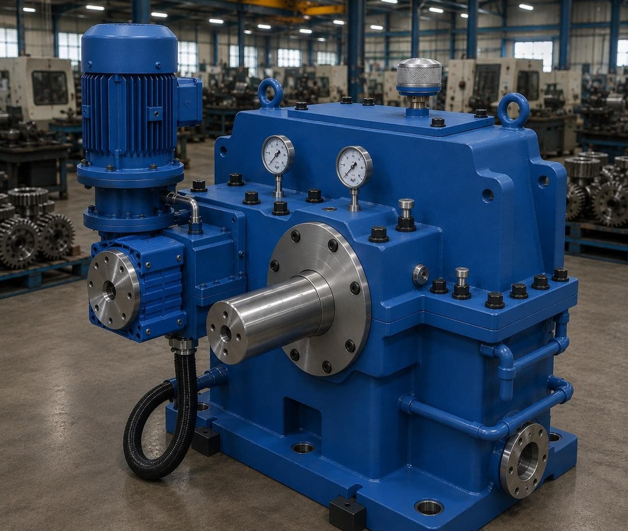 Machined components on the shop floor at the TurboDyne works