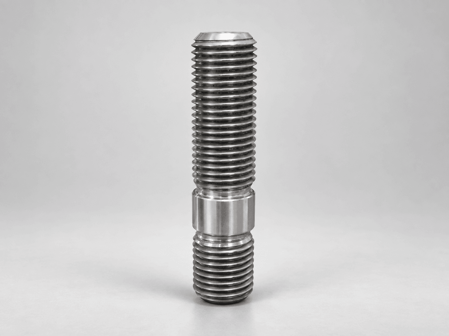 Studio photograph of a double-ended precision turbine stud